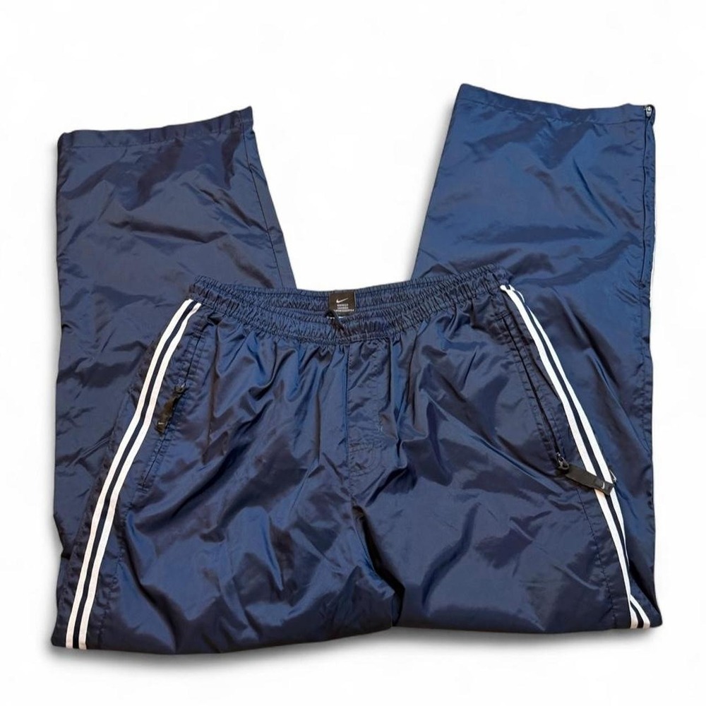 Vintage Y2K Nike wide leg baggy lined windbreaker navy pants size large